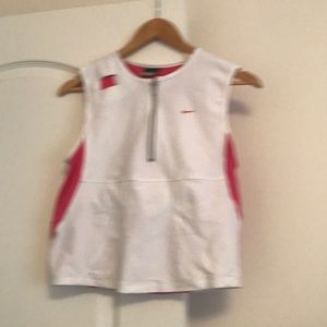 Nike white and pink sport top with bra size 6